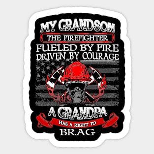 Proud Grandpa of a Firefighter Grandson Apparel  Tshirts Sticker